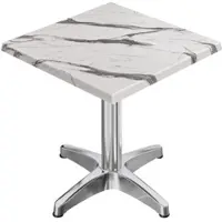 GGM Möbel WBC | Bistro Außen Tisch | B:T:H 70 x 70 x 80,5 cm | Weiß Marmor / Aluminium | Quadratisch