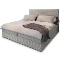 Masseno Boxspringbett PISA 140x200 cm Komplett-Set mit Bonell Matratze und Topper, Polsterbett mit Bettkästen -Hellgrau, TILIA 83