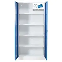 Proregal Stahlschrank BEE mit 9 lackierten Fachböden | HxBxT 195x92x42cm | Weiß-Blau | Werkstattschrank Werkzeugschrank Aktenschrank Universalschrank