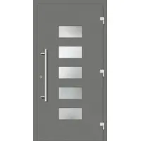 Haustuerenland.de Smarte Haustür "ANNELIESE" 79 mm RC2 mit Fingerprint Graualuminium RAL 9007 außen öffnend DIN rechts