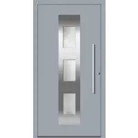 Haustuerenland.de Aluminium Haustür nach Maß "MAluminium" 60 mm RC2 Fenstergrau RAL 7040 beidseitig innen öffnend DIN rechts