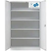 Proregal Stahlschrank BEE mit 4 lackierten Fachböden | HxBxT 195x120x50cm | Lichtgrau-Lichtgrau | Werkstattschrank Werkzeugschrank Aktenschrank