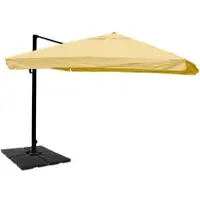 Mendler Gastronomie-Ampelschirm HWC-A96, Sonnenschirm, 3x4m (Ø5m) Polyester/Alu 26kg Flap, creme mit Ständer