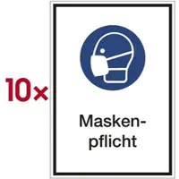 Marahrens Hinweisschild »Maskenpflicht« Kunststoff 21 x 29,7 cm, 10 Stück weiß, 21x29.7 cm