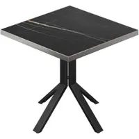 GGM Möbel BE | Bistro Tisch | 70 x 70 x 74,5 cm | Quadratisch | Edelstahl Rand | Schwarz Marmor / Schwarz