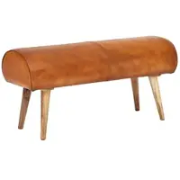 KADIMA DESIGN Sitzbank – Echtleder/Holz, 100x53x40 cm, Springbock