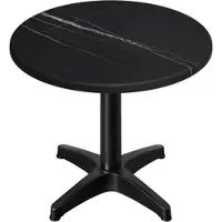 GGM Möbel WBC | Bistro Außen Tisch | Ø:H 70 x 80,5 cm | Schwarz Marmor / Schwarz | Rund