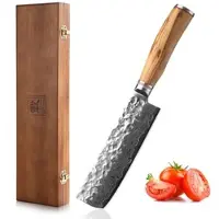 Zayiko Minami Damast Nakirimesser I 17 cm Klinge I Olivenholzgriff I Holzbox