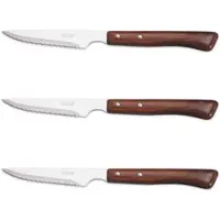 Arcos Stainless Series – Packung mit 3 Stück Steakmesser – 105 mm NITRUM-Edelstahlklinge – Griff aus komprimiertem Buchenholz in Braun