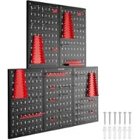 TecTake 5-tlg. Metall-Werkzeugwand - 200 x 60 cm - Lochblech - Werkzeughalter-Set inkl. Haken - Wandregal-System für Werkbank, Garage, Werkzeug - Arbeitsplatzausstattung - Werkzeugtafel - Stecktafel