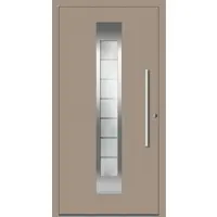 Haustuerenland.de SCHÜCO ADS 75.SI Haustür Aluminium "FIONA" Graubeige RAL 1019 beidseitig innen öffnend DIN rechts