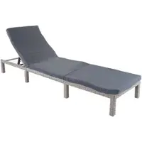 Mendler Poly-Rattan Sonnenliege HWC-A51, Relaxliege Gartenliege Liege Basic grau, Kissen dunkelgrau