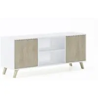 Skraut Home TV-Schränke für Wohnzimmer, Modell Wind, Weiß und Eiche farbe, 137x40x57cm