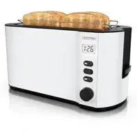 Arendo Langschlitz-Toaster für 4 Scheiben, Doppelwandgehäuse, integrierter Brötchenaufsatz, Bräunungsgrade 1-6, Brotzentrierung