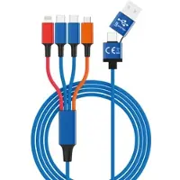 Smrter HYDRA ELITE-C MX - Ladekabel, USB-A/-C -> micro USB, Lightning & 2x USB-C,blau/bunt