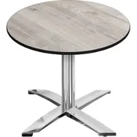 GGM Möbel CPTG | Bistro Tisch | Ø:H 70 x 76 cm | Eiche-Weiß / Aluminium | Zusatzgewicht