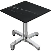 GGM Möbel CPBC | HPL Bistro Tisch | B:T:H 70 x 70 x 78 cm | Schwarz Marmor / Aluminium | Klappbar + Zusatzgewicht | Quadratisch