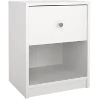 Wellhome - Nachttisch aus Holz mit 1 Schublade in der Farbe Weiß 38 x 31 x 49 cm - Ebro White