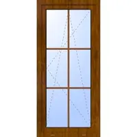 Haustuerenland.de Balkontür "GEORG" 74 mm 3-fach Verglasung Kunststoff 6 Sprossenfelder Golden Oak holzähnlich beidseitig innen öffnend DIN links