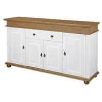 Möbel Kraft Sideboard aus Massivholz Fehmarn ¦ weiß ¦ Maße (cm): B: 181 H: 100 T: 46.3