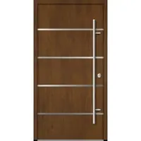 Haustuerenland.de Aluminium Haustür "FANNIE" 68 mm Golden Oak holzähnlich beidseitig innen öffnend DIN rechts