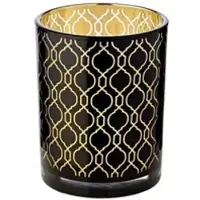 Edzard SALE Windlicht Teelichtglas Kerzenglas Raute, schwarz, Hirsch, Höhe 13 cm