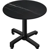 GGM Möbel CPBC | HPL Bistro Tisch | Ø:H 70 x 78 cm | Schwarz Marmor / Aluminium | Zusatzgewicht | Rund