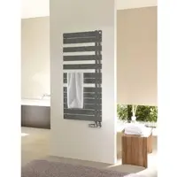 Zehnder Design-Heizkörper Roda Spa Asym, links, 1.183 x 65 x 550 mm, Grau Aluminium, asymmetrisch, 70 x 11 mm Flachrohre, 2x 1/2 Anschlüsse, max. 4 bar Betriebsüberdruck, 110°C Betriebstemperatur