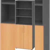 Bümö Aktenregal & Schrank abschließbar, Büroschrank Regal Kombination Holz 80cm breit in Graphit/Buche - abschließbarer Schrank für's Büro &