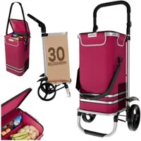24MOVE Einkaufstrolley VEHLO 3in1 Trolley faltbarer Einkaufswagen mit Kühlfach, rot