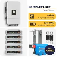 HUSATECH Deye Hybrid-Wechselrichter SUN-20K-SG05LP3 mit 5 x Pytes E-Box V5° Alpha | 3-phasig / 20 kW / 25,6 kWh