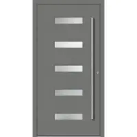 Haustuerenland.de Aluminium Haustür nach Maß "AGADA" 90 mm RC2 Graualuminium RAL 9007 beidseitig innen öffnend DIN rechts