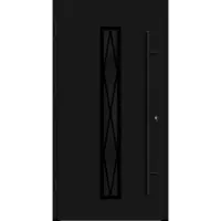 Haustuerenland.de Aluminium Landhaustür "AURORA" 82 mm RC2 BLACKLINE Diamant Sprossenfelder Tiefschwarz RAL 9005 beidseitig außen öffnend DIN links