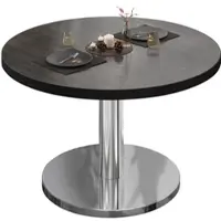 GGM Möbel BN | Bistro Loungetisch | Ø:H 70 x 36 cm | Schwarzer Rand | Wenge / Edelstahl
