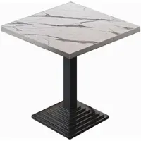 GGM Möbel BPY | Bistro Tisch | 70 x 70 x 78,5 cm | Quadratisch | Edelstahl Rand | Weiß Marmor / Schwarz