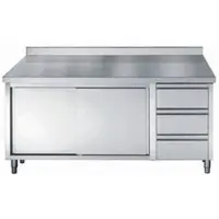 CombiSteel Arbeitstisch mit 2 Schiebetüren 3 Schubladen Aufkantung 1800x700x850