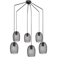 Etc-shop Hängeleuchte, 6-Flammig, Gitter, schwarz, 75 cm