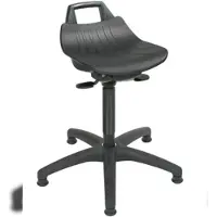 Proregal Stehhilfe Denver | Sitzhöhe 56-75cm | Ø 63cm | Tragfähigkeit 110kg | Kunststoff-Fußkreuz mit Gleiter | Rückenstütze & Tragegriff | Schwarz
