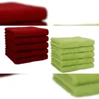 Betz 10 Stück Gästehandtücher PREMIUM 100% Baumwolle Gästetuch Set 30x50 cm rubinrot und avocadogrün