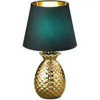 RL Textil Nacht Tisch Lampe Fernbedienung SCHWARZ GOLD Ananas Keramik Leuchte dimmbar im Set inkl. RGB LED Leuchtmittel