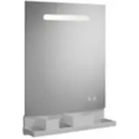 Burgbad Fiumo Lichtspiegel, mit horizontaler LED-Beleuchtung, mit Metallreling, 600x700mm, SFXU060F3957, Farbe: Eisblau Softmatt