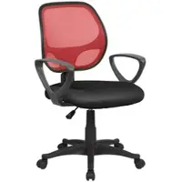 Dmora Bürostuhl Ddjidj, Mesh-Arbeitsstuhl mit Armlehnen, Ergonomischer Bürositz, 56x57h88/100 cm, Schwarz und Rot