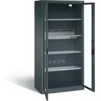 C+P Akkuladeschrank Basic mit Sichtfenster aus Acrylglas, H 1950 x B 930 x T 500 mm, Anthrazit