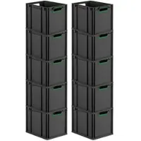 Proregal SparSet 10x Eurobox Nextgen Color HxBxT 32x30x40cm 30 Liter Griffe Grün Offen Schwarz Eurobehälter Transportbox Transportbehälter
