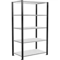 Schulte Lagertechnik Büroregal Stecksystem MultiPlus150, Grundregal, 5 Fachböden, mit Mittelanschlag, B 1000 x T 600 x H 1800 mm, Schwarz/Lichtgrau