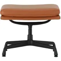 Vitra - EA 223 Soft Pad Hocker deep black, Leder Premium F, cognac (Gleiter für Teppichboden )