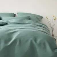 Elegante Halbleinen Bettwäsche Breezee salbei 100x135 cm + 40x60 cm - grün