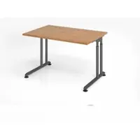 Proregal - Büromöbel mit top Leistungsdaten Schreibtisch Nilo | Nussbaum | Graues Gestell | BxT 120x80cm | Arbeitshöhe 68-82cm | höhenjustierbar, 1cm Raster | C-Fuß-Gestell | Rechteckform