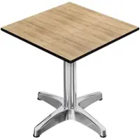 GGM Möbel CPBL | HPL Bistro Tisch | B:T:H 70 x 70 x 78 cm | Eiche / Aluminium | Klappbar + Zusatzgewicht | Quadratisch