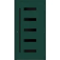 Haustuerenland.de Aluminium Haustür RC2 "AGADA" 90 mm BLACKLINE Moosgrün RAL 6005 beidseitig außen öffnend DIN rechts